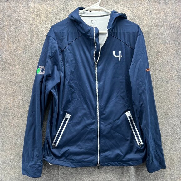 Graham Luxe Jacket Mens Medium Navy Blue Full Zip Hooded Windbreaker Activewear - Picture 1 of 12